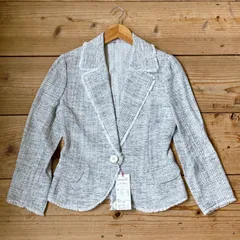 極美品✨ カール パーク レーン KarL Park Lane テーラード ジャケット ツイード フリンジ 切りっぱなし 羽織り フォーマル オフィスカジュアル ラメ入り 日本製 made in Japan 小さめ