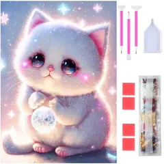 【在庫セール】芸術品 全面貼り付けタイプ ダイヤモンド塗装 家用装飾 手作り絵画手芸キット DIY 5Dモザイクアート ダイアモンドビーズ絵画キット 可愛い猫 30x40cm（可愛い猫） キット ダイヤモンドアート ダイヤモンドアート Rinimie