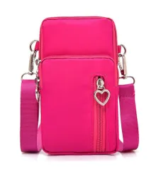 [Honesty Mouth] スマホポーチ ケース 斜めがけ ミニ ショルダー バッグ アームポーチ 防水 レディース かわいい ハート形 プラー(引き手) (01:ピンク) [01:ピンク]