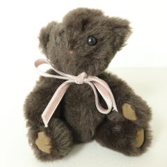 可愛い！熊のぬいぐるみブローチ　テディベア　ブラウン系　ピンクハウス系？＊ｋ3964
