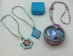 KE75　アナ雪　ライティングペンダント　動作品　ディズニー　エルサ　オラフ　ネックレス　ケース付き