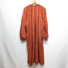フリークスストア FREAKS STORE ボリュームスリーブ マキシ ワンピース M オレンジブラウン 長袖 アンダードレス付き