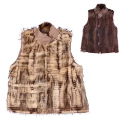 フィッチ ファー ベスト リバーシブル ジレ ベージュ ブラウン 送料無料 レディース ギフト プレゼント