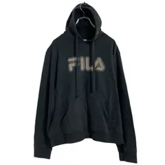 FILA ロゴスウェット パーカー フィラ レディース L ブラック 裏起毛 プルオーバー 古着卸 アメリカ仕入 a610-7936のサムネイル
