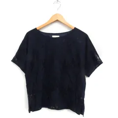 ビームスハート BEAMS HEART レース ブラウス 半袖 ボートネック ネイビー 紺 /FT38