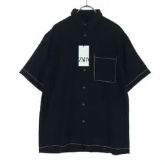 未使用 ZARA ザラ 半袖 シャツ S ブラック メンズ 古着