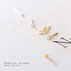 極小 ピアス ジルコニア キャッチ付き シルバー ゴールド ピンクゴールド S925 小さめ 高見え 小ぶり silver925 シルバー925 ジルコニア レディース