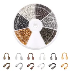 【在庫処分】ユー字 金具 U字 約900個/箱 エンドパーツ 留め 金具 ビーズ PandaHall パーツ 手芸材料 基本 素材 PH DIY用 混合6色 5x4x1mm