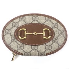 未使用品□GUCCI グッチ 622040 レザー GGスプリーム ホースビット オーバル コインケース 小銭入れ ベージュ 保存袋付き イタリア製 メンズ