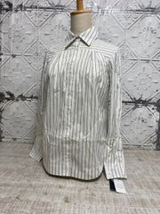 e-119【未使用品】Nicole Miller new york ニコル ミラー ブラウス シャツ ストライプ ストライプシャツ ビジネス カジュアル キレイ目 オシャレ レディース ファッション タグ付き 表記サイズ 2