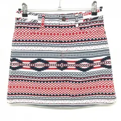 【超美品】アディダス スカート 白×レッド 総柄 バックロゴ レディース S ゴルフウェア adidas