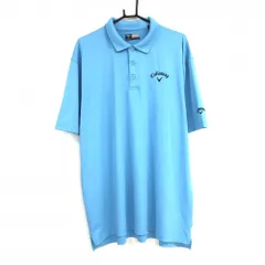 【美品】キャロウェイ 半袖ポロシャツ ライトブルー ロゴ黒 海外サイズ メンズ XL ゴルフウェア Callaway