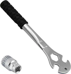 fogman 自転車 レンチ ペダル 3WAY 15mm 24mm 9/16インペリアル 工具 ボトムブラケット付き(シルバー)