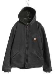 【お得なクーポン配布中!】 US企画 カーハート ダック シエラ ジャケット メンズ M / ワーク フルジップ フード パーカー 裏 ボア パイル フリース ブルゾン ブラック