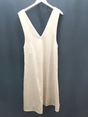 ◇ alma design シンプル 無地 カジュアル ノースリーヴ ロング ワンピース サイズL ベージュ レディース E  【1309040098244】