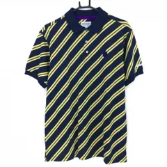 ★特価★【新品】ジャックバニー 半袖ポロシャツ ネイビー×イエロー 斜めストライプ  メンズ 6(XL) ゴルフウェア Jack Bunny