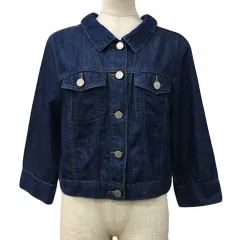 ジルバイジルスチュアート JILL by JILLSTUART ジャケット Gジャン スタンダード デニム 無地 レースアップ リボン 七分袖 M 紺 ネイビーのサムネイル