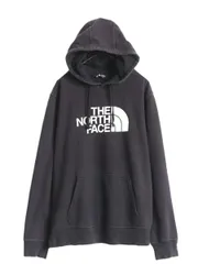 【お得なクーポン配布中!】 ノースフェイス プリント スウェット フード パーカー メンズ L 古着 The North Face ロゴ プルオーバー 裏起毛 トレーナー アウトドア 黒