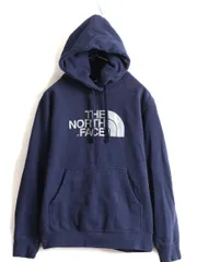 【お得なクーポン配布中!】 ノースフェイス プリント スウェット パーカー プルオーバー 裏起毛 紺 M