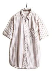 【お得なクーポン配布中!】 ノースフェイス ストライプ 半袖 シャツ XL アウトドア ポケット付き 総柄
