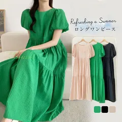 ワンピース 半袖 ラウンドネック 可愛い ゆったり 楽ちん 夏 かわいい着痩せ マキシ丈 体型カバー おしゃれ 無地 カジュアル レディース 春  vii3x421555のサムネイル