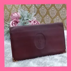 《 Cartier 》　カルティエ　札入れ　ロングウォレット　マストドゥカルティエ　マストライン　本革　ボルドー　送料無料・匿名配送・最短即日発送いたします！　1118