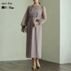 ドレス ワンピース 結婚式 オケージョンドレス パーティードレス 20代 30代 ミモレ丈 ビスチェ風 フォーマル レディース モカ epic day 300068