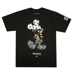 新品 メンズ レディース Tシャツ NEFF ネフ ミッキーマウス Tシャツ MICKEY PAISELY FLORAL TEE 半袖Tシャツ ペイズリー×フローラル MIXデザイン 黒 ブラック 男女兼用 ジェンダーフリー アメキャラ ディズニー
