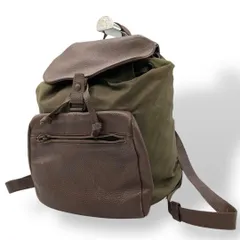 希少 2123 PRADA リュックサック ナイロン レザー シボ革 濃茶 緑