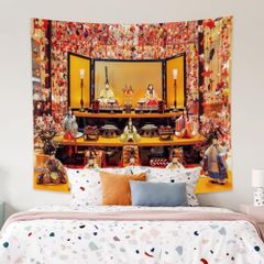 【特価商品】150x130cm 家/お店 女の子 壁飾り 大判 雛人形 おしゃれ 和風 インテリア 飾り 桃の節句 多機能 3月3日 装飾布 部屋 雛祭り 雰囲気転換 タペストリー 新居お祝い 個性プレゼント Qinunipoto ポリエステル製
