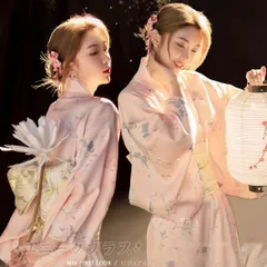 浴衣 レディース 可愛 花柄 浴衣 和服 ゆかた コスチューム 浴衣 簡易な帯 ヘッドアクセサリー 旅館 浴衣 花柄 平織り きれいめ フリーサイズ 花火大会 夏祭り 盆踊り 大人用 yukata05 