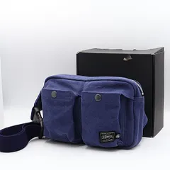 箱付 美品 ポーター ポリエステル ネイビー/ブルー シルバー金具 ウエストポーチ TCY 2000000 NSK