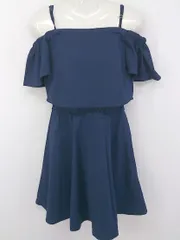 ◇ titty&Co. ティティー&コー オフショル レース 半袖 ミニ ワンピース サイズ M ネイビー レディース P  【1303060000751】