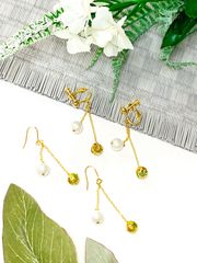 水引イヤリング「粋 珠漆-たまうるし-」パール ゴールド 揺れるイヤリング 上品 かわいい ハンドメイド