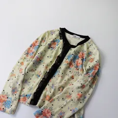 RED VALENTINO レッド ヴァレンティノ フラワー ドットプリント ウールアンゴラカシミヤ ニットカーディガンM/ベージュ【2400013402866】のサムネイル