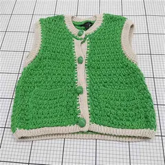 ◇ ⊇ ZARA ザラ バイカラー ニット ベスト サイズEUR S USA S MEX 26 グリーン系 レディース. E  【1509100078036】