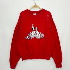 【フォロワー様クーポン配布中！】Disney ディズニー 101匹ワンちゃん 刺繍ロゴ アニマル キャラクター ドッグ スウェット トレーナー プルオーバー 輸入古着 海外古着 US古着 メンズ レッド 【S115】