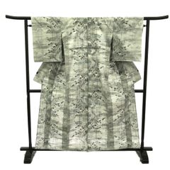 紬/単衣/グレー/仕立上がり/適応身長155～163㎝/10779