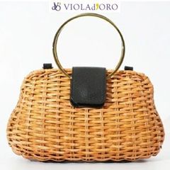 VIOLAd'ORO(ヴィオラドーロ) MIROスプリットラタン　2WAYリングハンドルバッグ V-8130