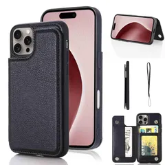 【特価】【Geshh】iPhone 16 PRO MAX 6.7 inch 財布型ケース カード収納 左右開 薄型軽量 カバー（ブラック）背面ケース スタンド機能上質 スキミング防止 手帳型ケース アイフォン16プロ マックス 6.7インチ iPhone 16