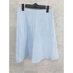 ◇ Theory セオリー ストライプ 膝丈 フレア スカート サイズ0 ブルー ホワイト レディース P  【1000027244387】