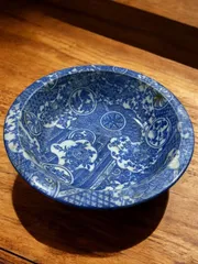 古伊万里金襴手流水にオシドリ菊に尾長鳥の図大鉢D078AS-