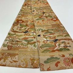 丸帯 アンティーク ヴィンテージ 全通 金帯 390cm 花嫁衣装 貸衣装 中古 リサイクル 結婚式 婚礼 着付け 舞台 きもの 着物 4117