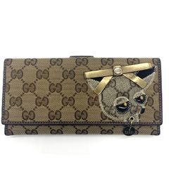 グッチ グッチョリ チワワ 長財布 GGキャンバス ベージュ ブラウン レディース  GUCCI ABランク 中古
