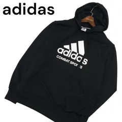 adidas アディダス 通年★ ビッグ ロゴ パーカー フーディー プルオーバー スウェット Sz.XL メンズ 黒 大きいサイズ