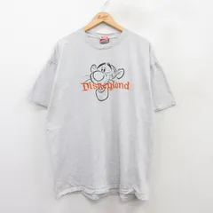 XL/古着 半袖 ビンテージ Tシャツ メンズ 90s ディズニー くまのプーさん ティガー 刺繍 大きいサイズ クルーネック 薄グレー 霜降り 25jun