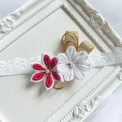 ヘアバンドのみ　2way 選択可　　つまみ細工　ひな祭り　初節句 お宮参りお食い初め• 100日祝い ハーフバースデーベビーヘアバンド髪飾り