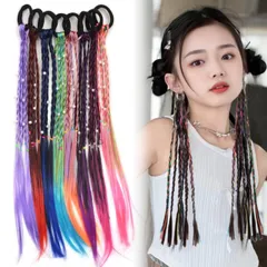 特価 ヘアアクセサリー 髪飾り エクステ ガールズ ヒップホップ 子供 卒園式 ハロウィン ヘアゴム コスプレ ダンス ウィッグ ヘアエクステ 三つ編み 編み込み キッズダンス衣装 7色セット グラデーション ポニーテール BIANHUAN カラフル 発表会