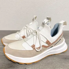 訳あり LANVIN en Bleu ランバンオンブルー 厚底レースアップスニーカー ブランドロゴ入り 24.5cm アイボリー