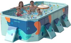 OMATA 【2025新改良 工場直売 非膨張式プール】新デザイン ビニールプール 空気入れ不要 大型 子供用 家庭用 長方形 折り畳み式 収納便利 1秒高速オープン 耐高温 耐摩擦 安全無毒 水遊び 猛暑対策 家庭用 屋内用 アウトドア用 大型 水遊び 簡単